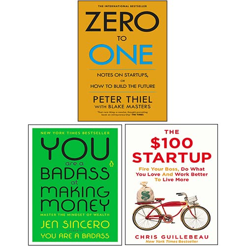 Stock image for Zero To One,The $100 Startup, You Are a Badass at Making Money 3 Books Collection Set for sale by Books Unplugged