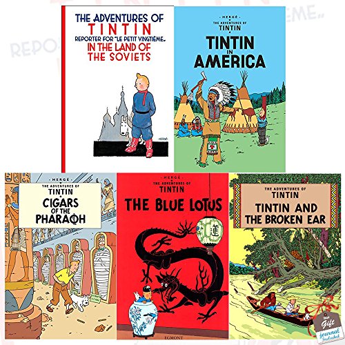 Stock image for The Adventures of Tintin Collection Series 1 : 5 Books Set With Gift Journal (Tintin in the Land of the Soviets, Tintin in America, Cigars of the Pharaoh, The Blue Lotus, The Broken Ear) for sale by Revaluation Books