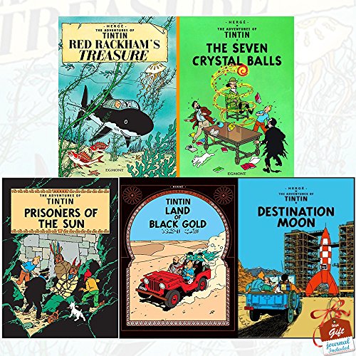 Stock image for The Adventures of Tintin 5 Books Collection Set Series 3 With Gift Journal (Red Rackham's Treasure, The Seven Crystal Balls, Prisoners of the Sun, Land of Black Gold, Destination Moon) for sale by Revaluation Books