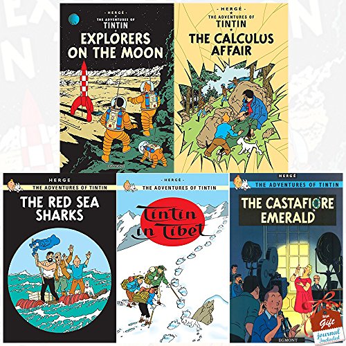 Stock image for The Adventures of Tintin Books Collection Series 4: 5 Books Set With Gift Journal (Explorers on the Moon, The Calculus Affair, The Red Sea Sharks, Tintin in Tibet, The Castafiore Emerald) for sale by Revaluation Books