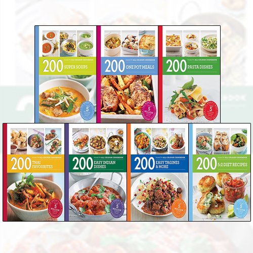 Imagen de archivo de hamlyn all colour cookery collection 7 books set - 200 super soups, 200 one pot meals, 200 pasta dishes, 200 thai favourites, 200 easy indian dishes, 200 easy tagines and more, 200 5:2 diet recipes a la venta por Revaluation Books