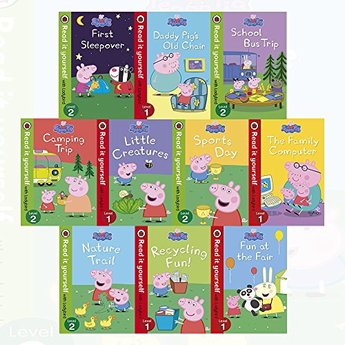Stock image for read it yourself level 1 & 2 peppa pig 10 books collection set - (nature trail,recycling fun!,fun at the fair,the family computer,sports day,little creatures,camping trip,first sleepover,daddy pig's old chair,school bus trip) for sale by Revaluation Books