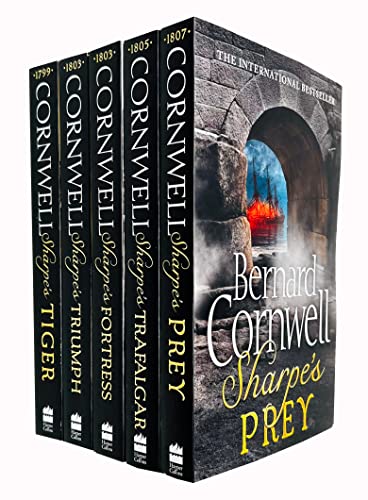 Imagen de archivo de Bernard Cornwell's Richard Sharpe's Series 1 to 5 Books Set (Prey, Trafalgar, Fortress, Triumph, Tiger) a la venta por Books Unplugged