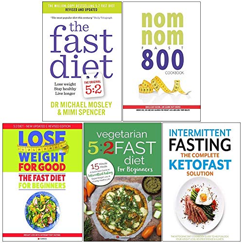 Stock image for Fast diet michael mosley, nom nom fast 800 cookbook, fast diet for beginners, vegetarian 5 2 fast diet for beginners, complete ketofast 5 books collection set for sale by Books Unplugged