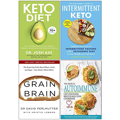 Stock image for Keto Diet Dr Josh Axe, Beginners Guide To Intermittent Keto, Grain Brain, Medical Autoimmune Life Changing Rescue Solution Cookbook 4 Books Collection Set for sale by Revaluation Books