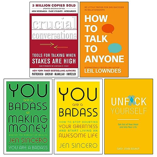 Stock image for Crucial Conversations, How to Talk to Anyone, You Are a Badass at Making Money, Unf Ck Yourself 5 Books Collection Set for sale by Revaluation Books