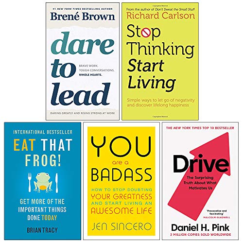 Stock image for Dare to Lead, Stop Thinking Start Living, Eat That Frog, You Are a Badass, Drive Daniel H. Pink 5 Books Collection Set for sale by GF Books, Inc.