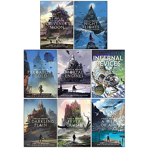 Stock image for Philip Reeve Mortal Engines Collection 8 Books Set (Scrivener's Moon, Night Flights, Predator's Gold, Mortal Engines, Infernal Devices, A Darkling Plain, Fever Crumb, A Web of Air) for sale by Revaluation Books