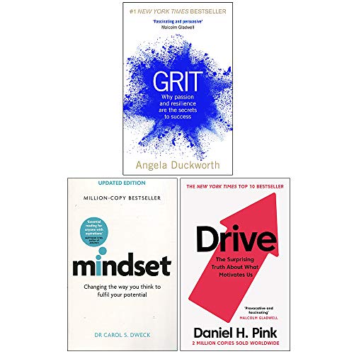 Imagen de archivo de Grit, Mindset Carol Dweck, Drive Daniel H Pink 3 Books Collection Set a la venta por Revaluation Books
