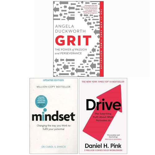 Stock image for Grit, Mindset Carol Dweck, Drive Daniel H Pink 3 Books Collection Set for sale by Revaluation Books