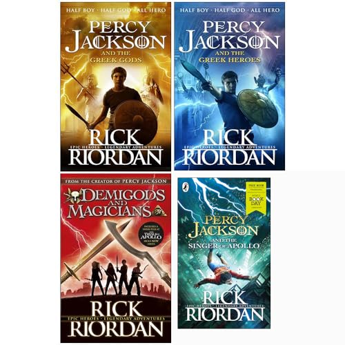 Imagen de archivo de Rick Riordan Collection 4 Books Set (Percy Jackson and the Greek Gods, Percy Jackson and the Greek Heroes, Demigods & Magicians, Percy Jackson and the Singer of Apollo) a la venta por GF Books, Inc.