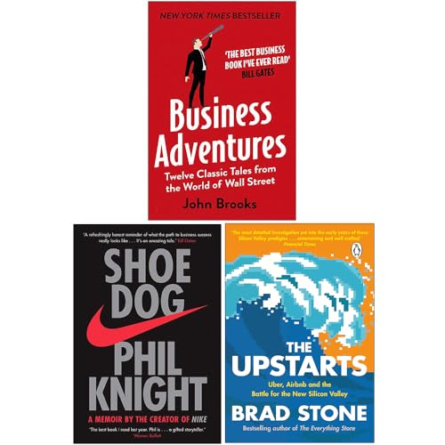 Stock image for Business Adventures Twelve Classic Tales from the World of Wall Street, Shoe Dog A Memoir by the Creator of Nike, The Upstarts 3 Books Collection Set for sale by GF Books, Inc.