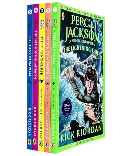 Stock image for Percy Jackson Graphic Novels 1-5 Books Collection Set (The Lightning Thief, Sea of Monsters, Titans Curse, The Battle of the Labyrinth, The Last Olympian) for sale by Big River Books