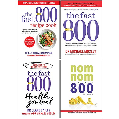 Stock image for The Fast 800, The Fast 800 Recipe Book, The Fast 800 Health Journal, Nom Nom Fast 800 Cookbook 4 Books Collection Set for sale by Revaluation Books
