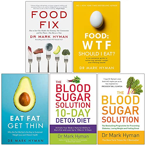 Imagen de archivo de Mark Hyman Collection 5 Books Set (Food Fix, Food WTF Should I Eat, Eat Fat Get Thin, The Blood Sugar Solution 10-Day Detox Diet, The Blood Sugar Solution) a la venta por GoldenWavesOfBooks