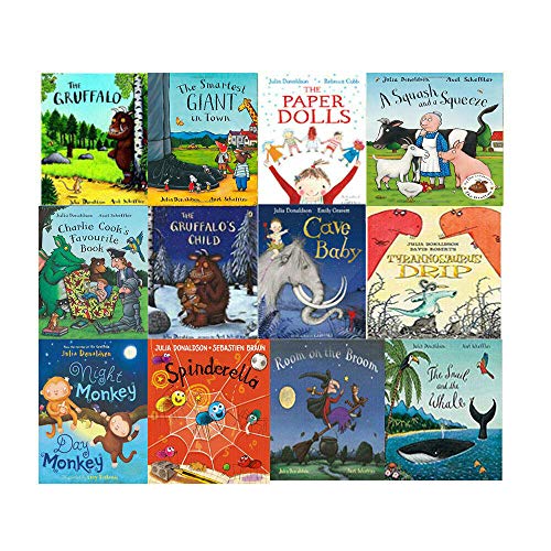 Imagen de archivo de Julia Donaldson Collection 12 Books Set With BAG (The Snail and the Whale, Room on the Broom, The Gruffalo's Child, The Gruffalo, The Paper Dolls, Tyrannosaurus Drip, Cave Baby and More) a la venta por GF Books, Inc.