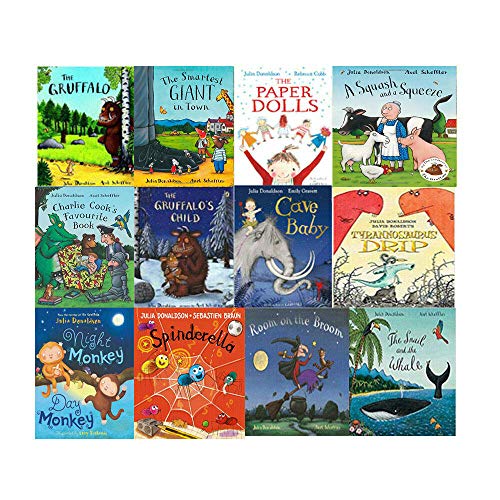 Stock image for Julia Donaldson Collection 12 Books Set With BAG (The Snail and the Whale, Room on the Broom, The Gruffalo's Child, The Gruffalo, The Paper Dolls, Tyrannosaurus Drip, Cave Baby and More) for sale by GF Books, Inc.