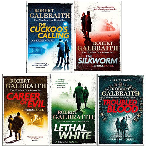 Stock image for Cormoran Strike Series Robert Galbraith 5 Books Collection Set (The Cuckoo's Calling, The Silkworm, Career of Evil, Lethal White, Troubled Blood) for sale by Pieuler Store