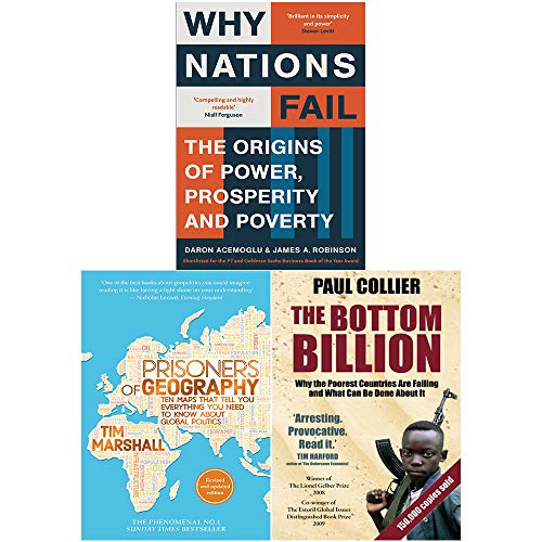 Stock image for Why Nations Fail, Prisoners of Geography, The Bottom Billion 3 Books Collection Set for sale by Front Cover Books