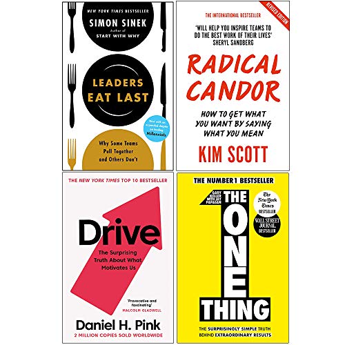 Imagen de archivo de Leaders Eat Last, Radical Candor, Drive Daniel H. Pink, The One Thing 4 Books Collection Set a la venta por Books Unplugged