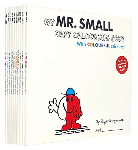 Stock image for Mr Men Copy Colouring With Colourful Stickers 10 Books Collection Set By Roger Hargreaves (Mr Greedy, Mr Nosey, Mr Bump, Mr Grumpy, Mr Tickle, Mr Noisy, Mr Strong, Mr Happy, Mr Funny, Mr Small) for sale by Books Unplugged