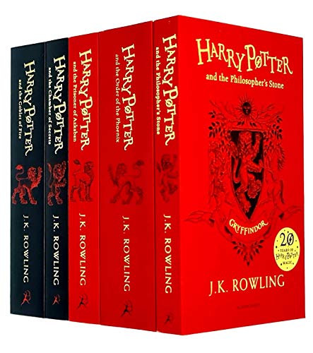 9789124083830: Harry Potter House Gryffindor Edition Series 1-5 Books Collection Set By J.K. Rowling (Philosopher's Stone, Chamber of Secrets, Prisoner of Azkaban, Goblet of Fire, Order of the Phoenix)