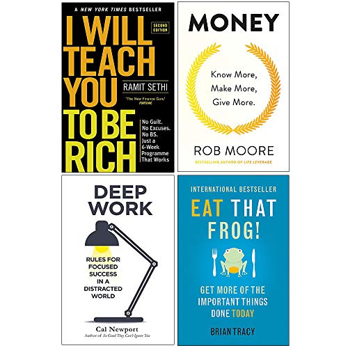 Stock image for I Will Teach You To Be Rich, Money Know More Make More Give More, Deep Work, Eat That Frog 4 Books Collection Set for sale by Hafa Adai Books