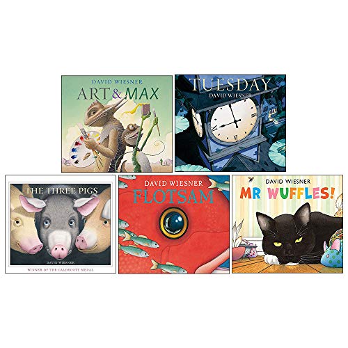Stock image for David Wiesner 5 Books Collection Set(The Three Pigs, Tuesday, Art and Max, Mr Wuffles!, Flotsam) for sale by GF Books, Inc.