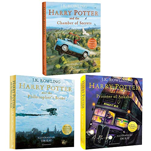 Stock image for J.K. Rowling Harry Potter Illustrated Edition Collection 3 Books Set (Harry Potter And The Philosopher's Stone, Harry Potter And The Chamber Of Secrets, Harry Potter And The Prisoner Of Azkaban) for sale by GF Books, Inc.