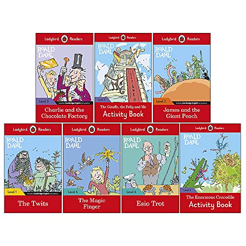 Stock image for Ladybird Readers Roald Dahl Series 7 Books Set Level 1 - 4 Collection (Twits, James and the Giant Peach, Charlie and the Chocolate Factory, Magic Finger & MORE!) for sale by Ergodebooks