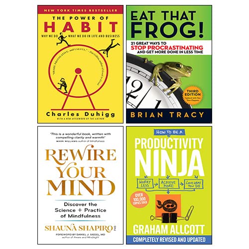 9789124171162: The Power of Habit, Eat That Frog!, Rewire Your Mind, How to be a Productivity Ninja 4 Books Collection Set