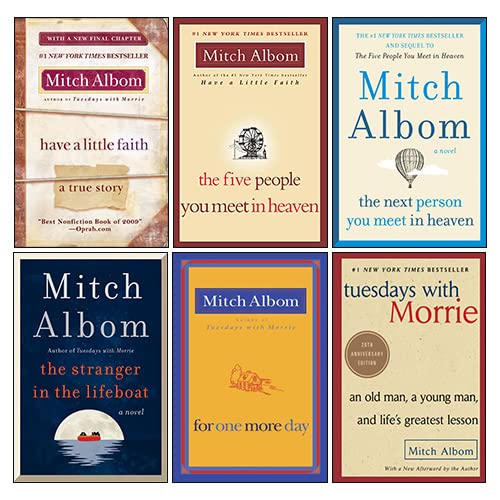 Stock image for Mitch Albom 6 Books Collection Set (The Stranger in the Lifeboat, Tuesdays with Morrie, The Five People You Meet in Heaven, The Next Person You Meet in Heaven, Have a Little Faith, or One More Day) for sale by Vive Liber Books
