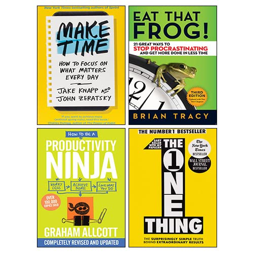 Stock image for Make Time, One Thing, How to be a Productivity Ninja, Eat That Frog! 4 Books Collection Set for sale by Mispah books