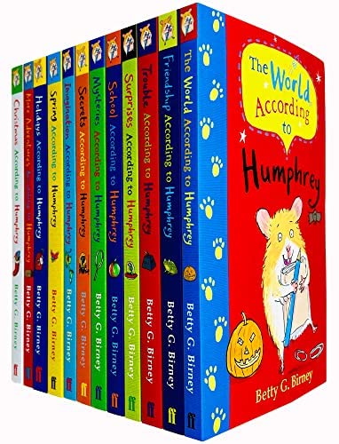 Stock image for According to Humphrey Series 12 Books Collection Set By Betty G. Birney (Surprises, School, Friendship, Holidays, The World, Christmas, Spring, Imagination, Secrets, Mysteries, More Adventures, Trouble) for sale by Blindpig Books