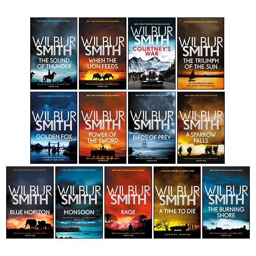Stock image for The Courtney Series (1-13) Collection 13 Books Set By Wilbur Smith (When The Lion Feeds, The Sound Of Thunder, A Sparrow Falls, The Burning Shore,Power of the Sword, Rage,A Time to Die,Golden Fox & More) for sale by Blindpig Books