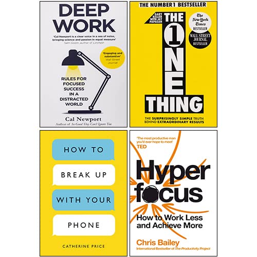Stock image for Deep Work, How to Break Up with Your Phone, Hyperfocus, One Thing 4 Books Collection Set for sale by GF Books, Inc.