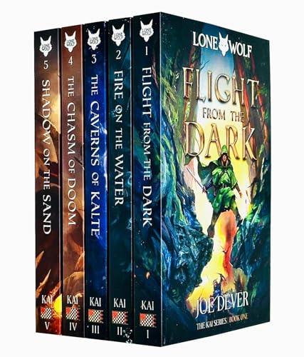 Imagen de archivo de Lone Wolf Series Books 1 - 5 Collection Set by Joe Dever (Flight from the Dark, Fire on the Water, Caverns of Kalte, Chasm of Doom & Shadow on the Sand) a la venta por Book Deals