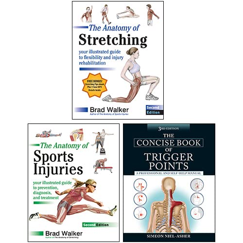 Stock image for The Anatomy of Stretching, The Anatomy of Sports Injuries, The Concise Book of Trigger Points 3 Books Collection Set for sale by GF Books, Inc.