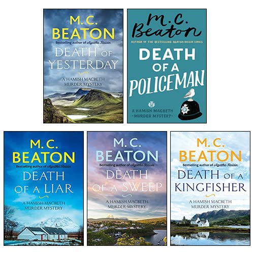 Stock image for Hamish Macbeth Murder Mystery Death Series 6 Collection 5 Books Set By M.C. Beaton (Death of a Liar, Death of a Policeman, Death of Yesterday, Death of a Kingfisher, Death of a Sweep) for sale by Vive Liber Books