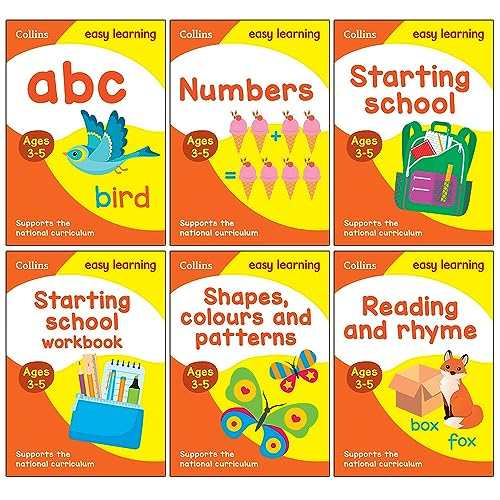 Stock image for Collins Easy Learning Preschool 6 Books Collection Set Ages 3?5: Ideal for home learning(Abc, Numbers, Starting School, Starting School Workbook, Shapes, Colours and Patterns & Reading and Rhyme) for sale by Books Unplugged