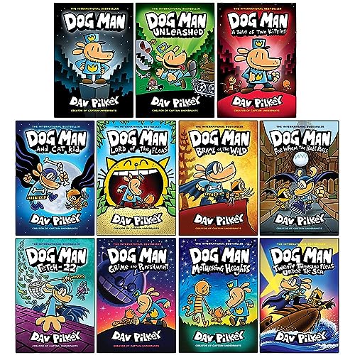 Stock image for Dav Pilkey Dog Man Series (1-11) Books Collection Set (Dog Man, Unleashed, Tale Of Two Kitties, Dog Man and Cat Kid, Lord of The Fleas, Brawl of The Wild, For Whom The Ball Rolls, Fetch-22 More) for sale by Wizard Books