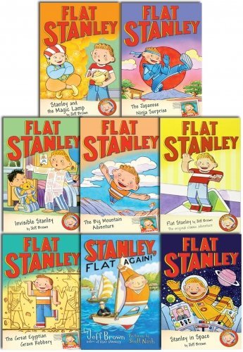 Stock image for The Flat Stanley Adventure Series 8 Books Collection Set (The Big Mountain Adventure, The Japanese Ninja Surprise, The Great Egyptian Grave Robbery, Flat Stanley, Stanley Flat Again, Stanley and the Magic Lamp, Stanley in Space, Invisible Stanley) for sale by Revaluation Books