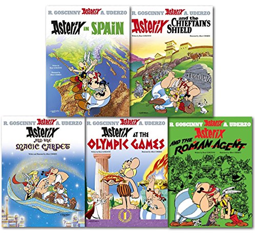 Stock image for Asterix Omnibus Series Collection 5 Books Set By Rene Goscinny-Asterix and the Chieftain's Shield, Asterix at the Olympic Games, Asterix in Spain, Asterix and the Roman Agent, Asterix and the Magic Carpet for sale by Revaluation Books