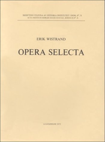9789170420061: Opera Selecta (Acta Instituti Romani Regni Sueciae, Series in 8 , No 10)