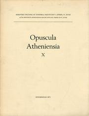 9789185086016: Opuscula Atheniensia. Vol.10.