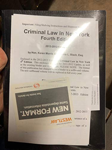 Stock image for Criminal Law in New York, 2012-2013 ed. for sale by Aragon Books Canada