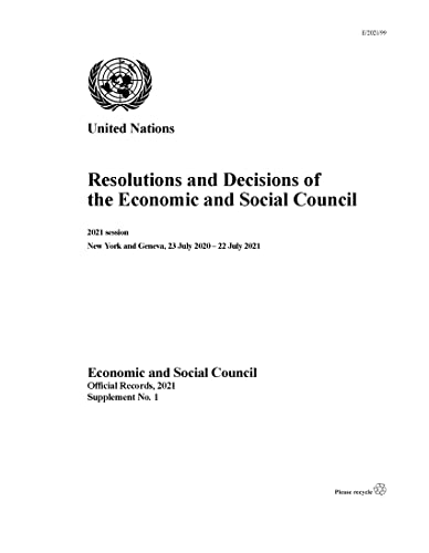Stock image for Resolutions and Decisions of the Economic and Social Council: 2021 Session for sale by Blackwell's