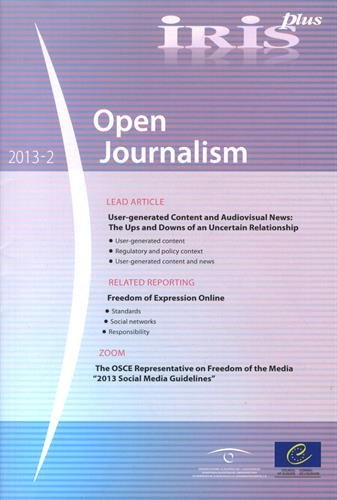Iris Plus 2013-2: Open Journalism (9789287176622) by Council Of Europe