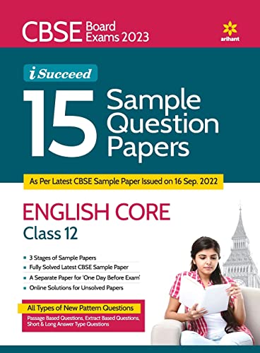 Stock image for CBSE Board Exams 2023 I-Succeed 15 Sample Question Papers ENGLISH CORE Class 12th for sale by Books Puddle