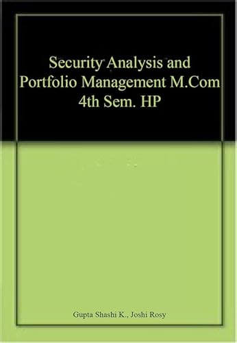 Stock image for Security Analysis and Portfolio Management M.Com 4th Sem. HP for sale by Books Puddle